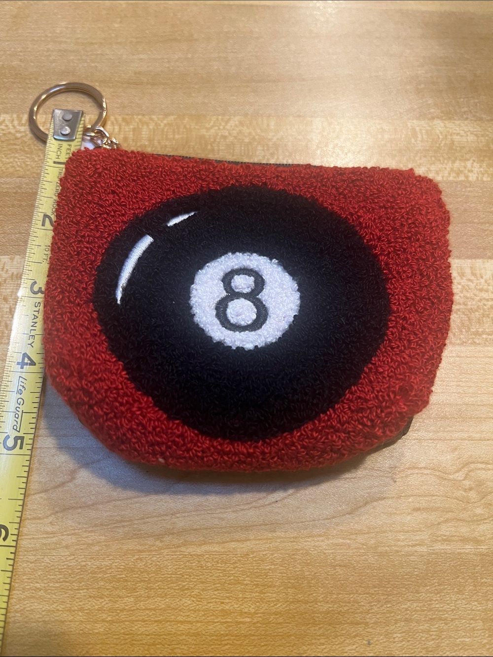 #2907**”4x5x6””Red 8-Ball Terry Keychain Pouch - Picture 5 of 17